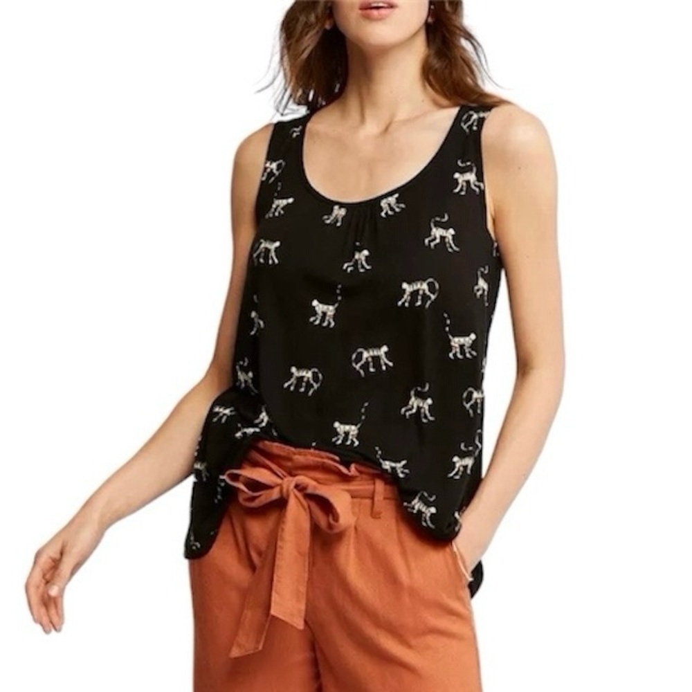 Fat Face Pippa Monkey Print Tank Top Linen Blend Swing Size 4